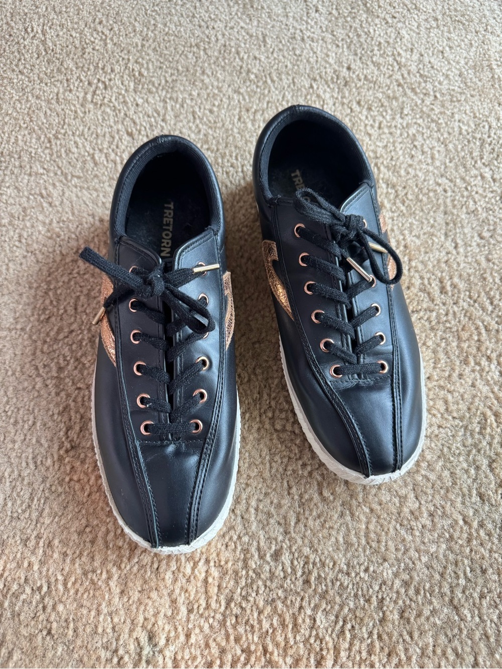 Tretorn Nylite2Plus Black Leather Sneakers 10.5